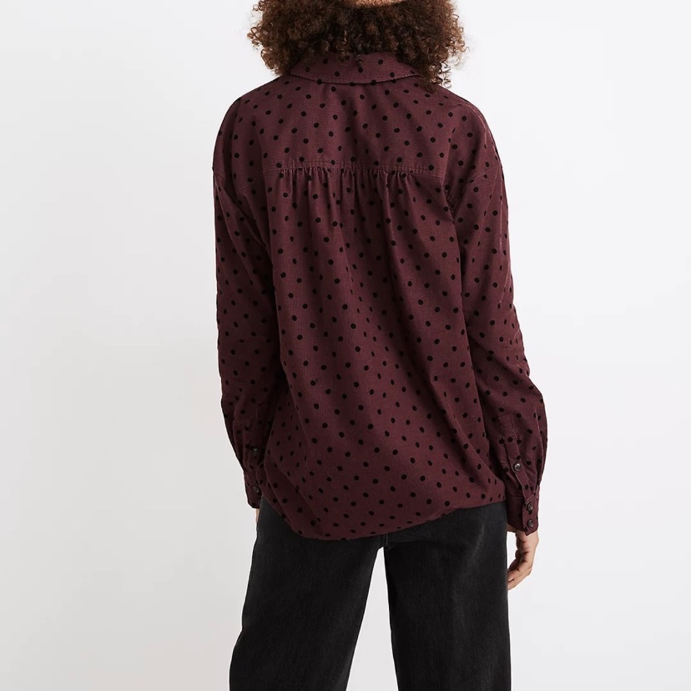 Madewell Shirt Womens XL Shirred Corduroy Westlake Button L/S Oval Dot Nc813 NWT